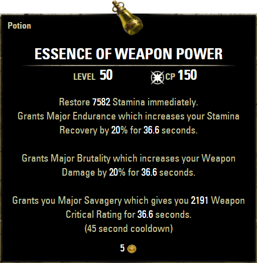 Weapon Power Potions